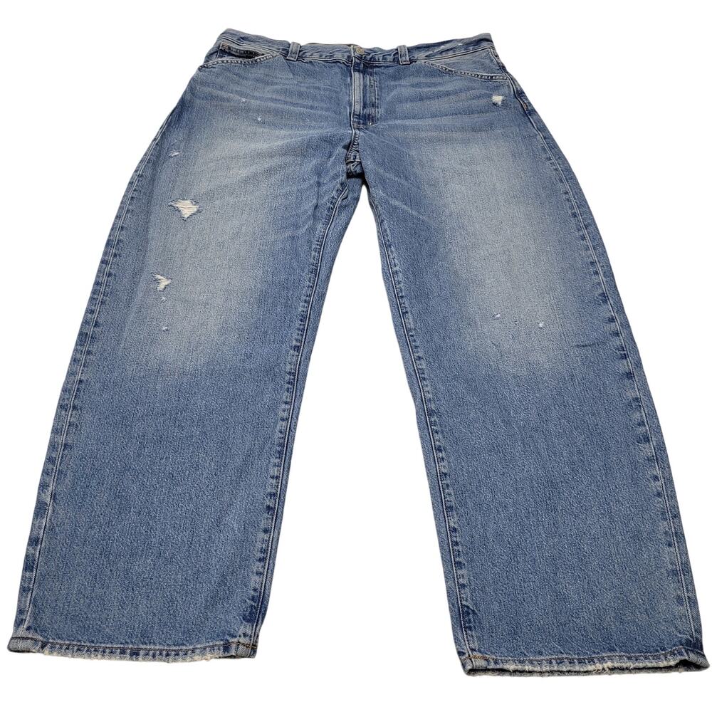 Madewell Light Blue Distressed Wide-Leg Jeans